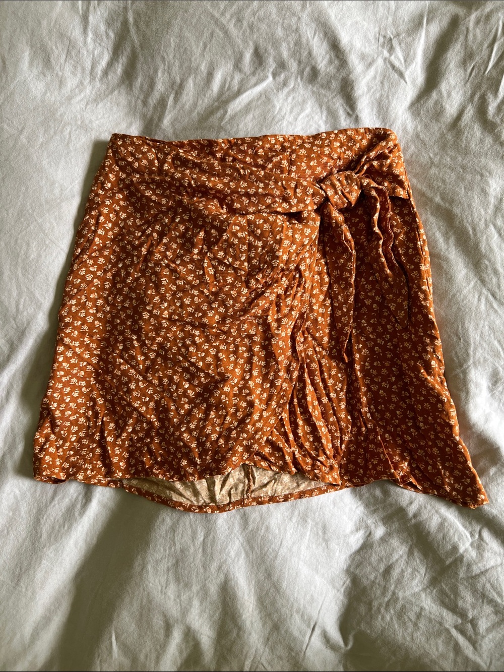Copper Key Rust Floral Wrap Skirt